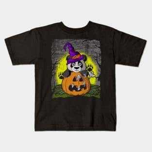 Halloween Panda Pumpkin Kids T-Shirt